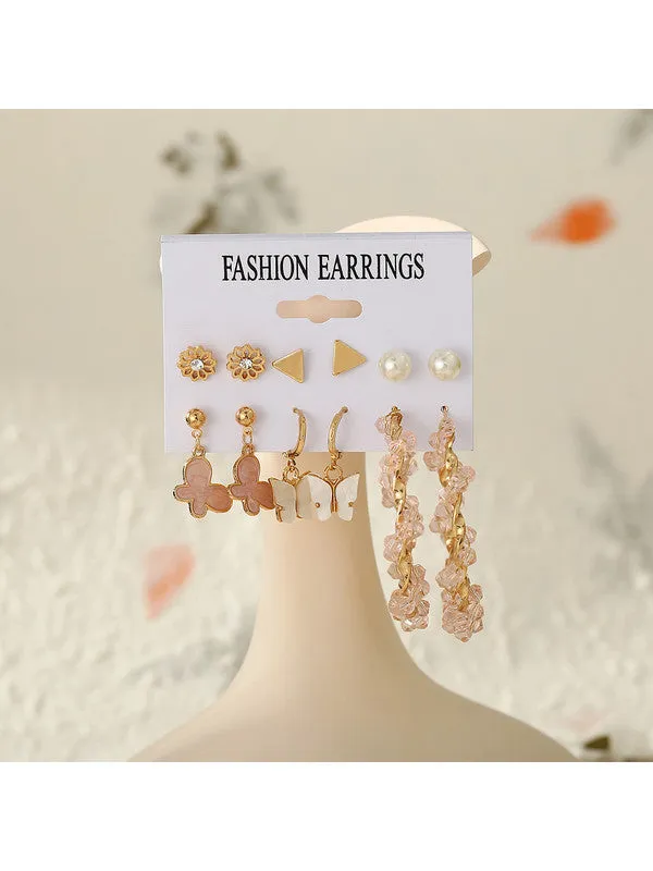 Combo of 18 Pair Gold Plated Studded Pearl Stud Earrings