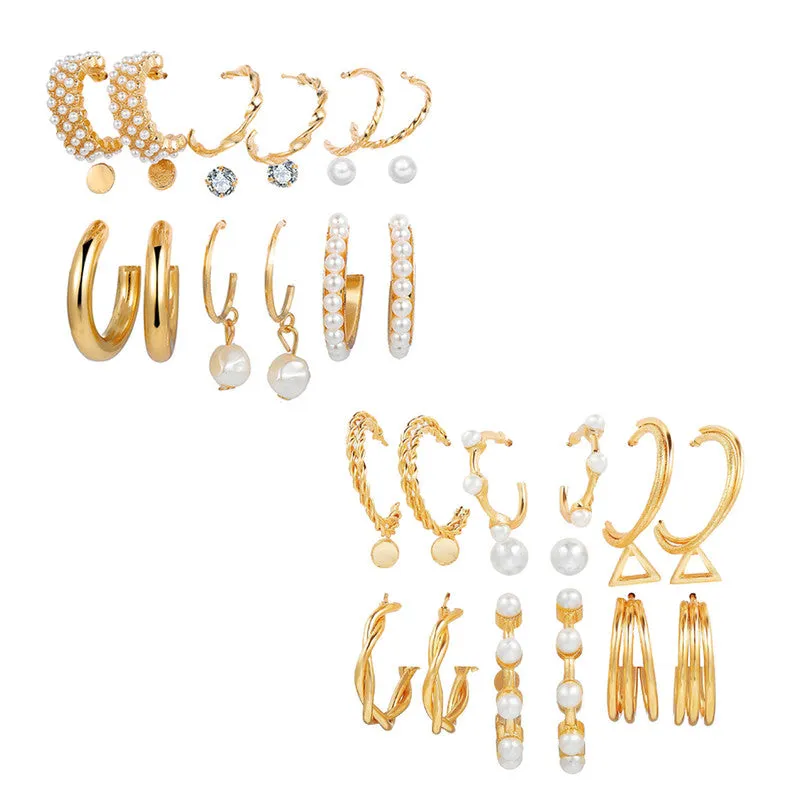 Combo of 18 Pair Hoop and Studs Earrings