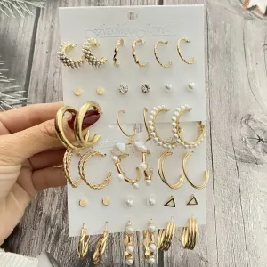 Combo of 18 Pair Hoop and Studs Earrings