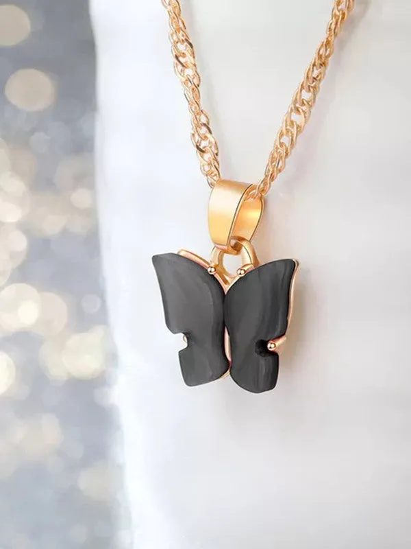Combo of 2 Black and Rosepink Mariposa Pendant