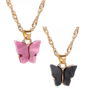 Combo of 2 Black and Rosepink Mariposa Pendant