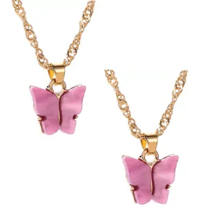 Combo of 2 Gold Plated Rosepink Mariposa Pendant