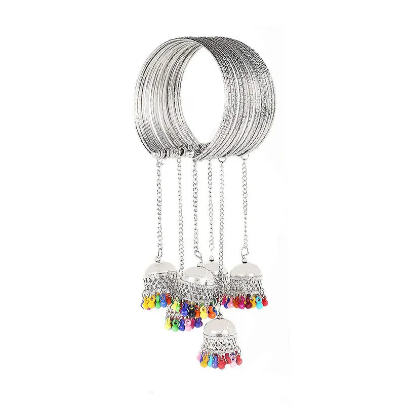Combo of 2 Golden & Silver Bangle Bracelet with Jhumki