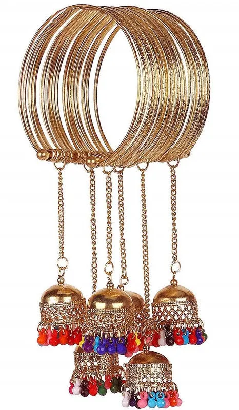 Combo of 2 Golden & Silver Bangle Bracelet with Jhumki