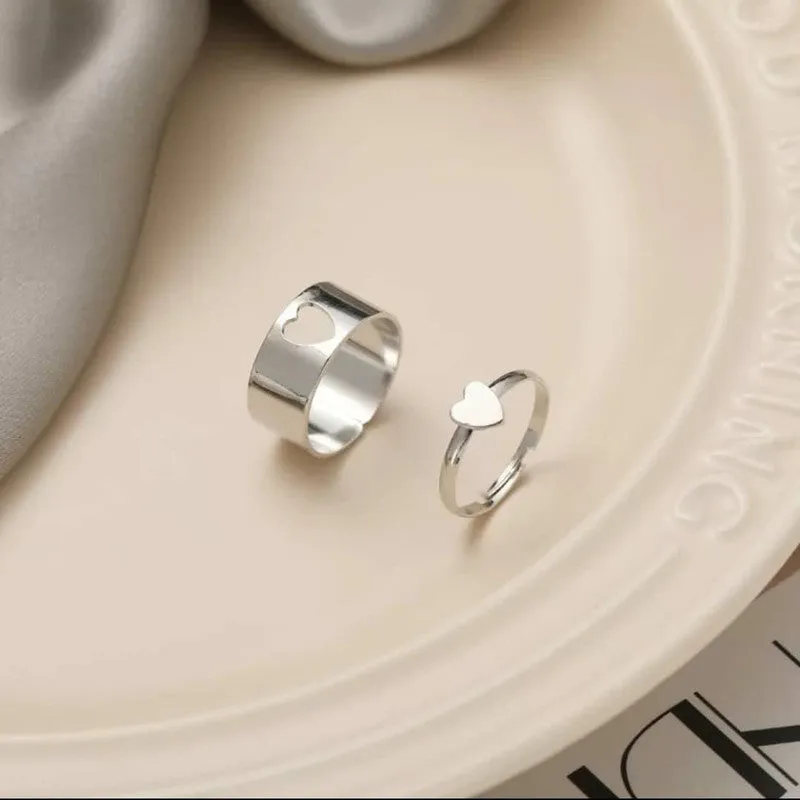 Combo Of 2 Heart Matching Wrap Finger Couple Ring