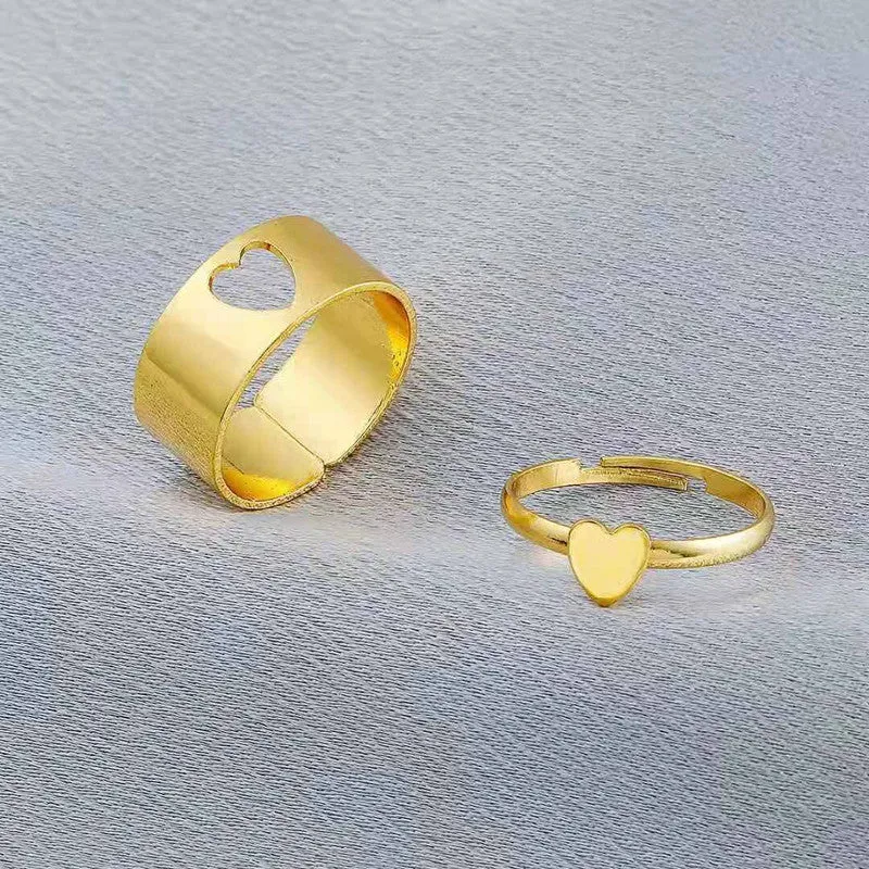 Combo Of 2 Heart Matching Wrap Finger Couple Ring