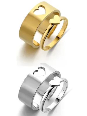Combo Of 2 Heart Matching Wrap Finger Couple Ring