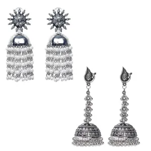 Combo of 2 Peacock and Pearls Chain Jhumki