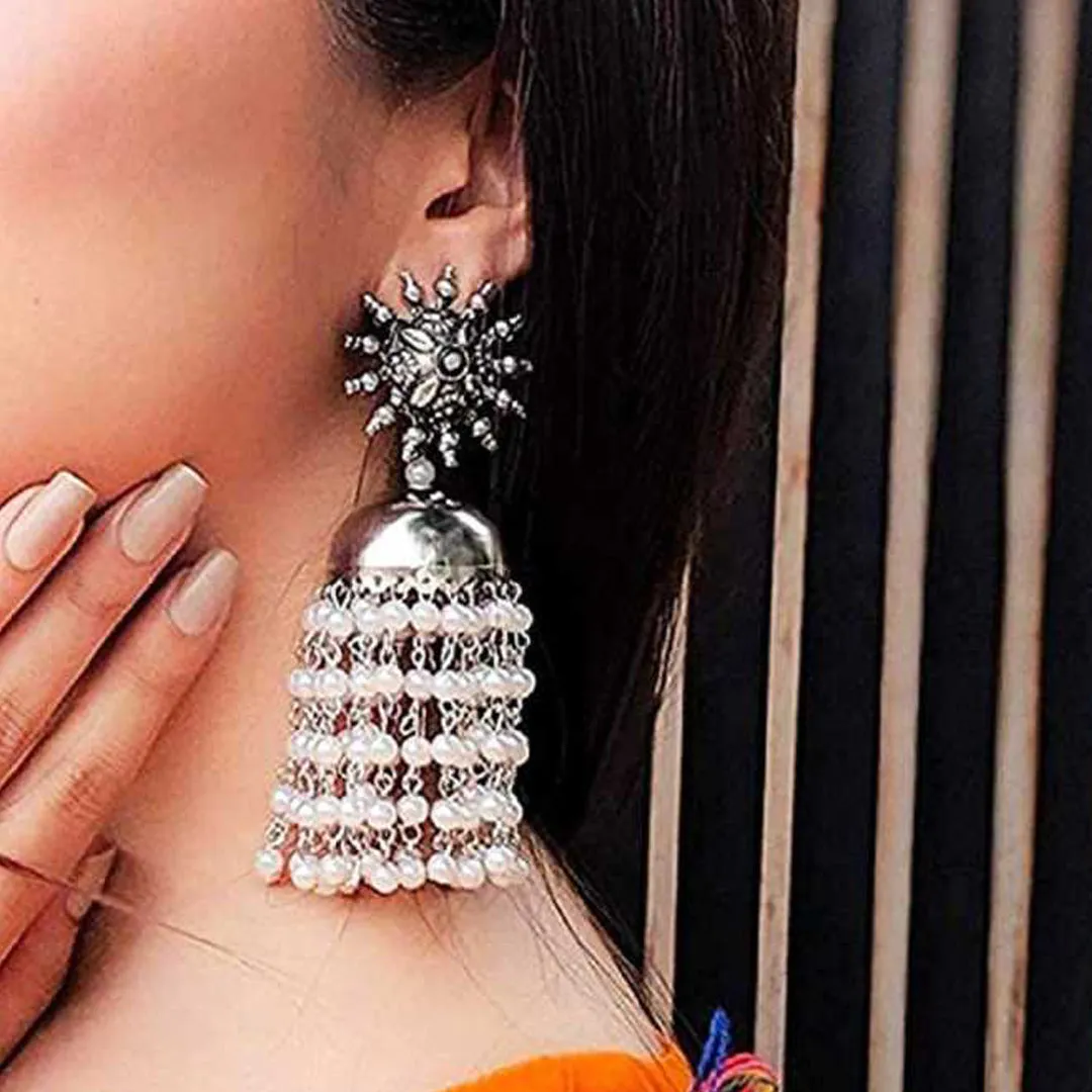 Combo of 2 Peacock and Pearls Chain Jhumki