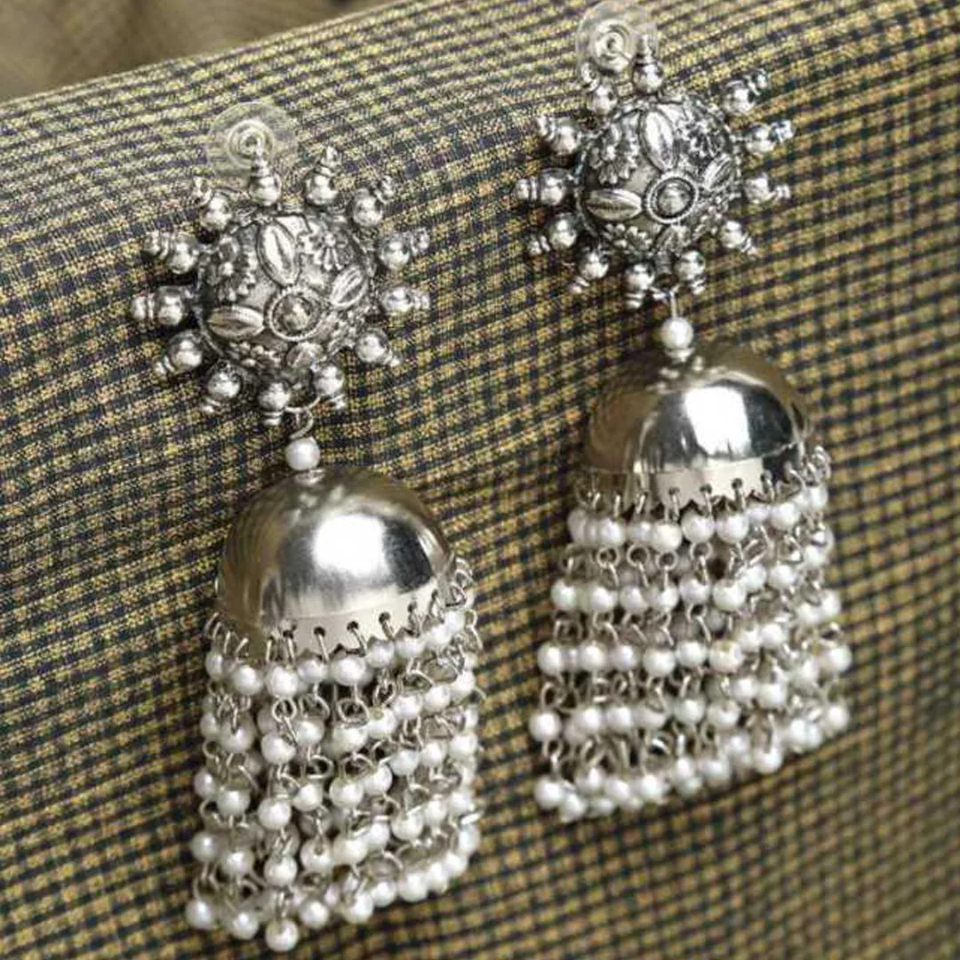 Combo of 2 Peacock and Pearls Chain Jhumki