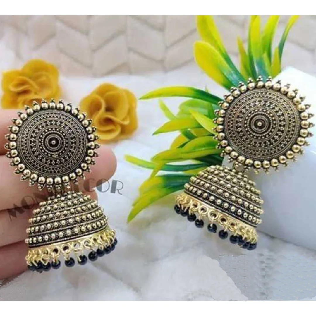 Combo of 2 Red and Black Pearls Drop Dome Shape Jhumki