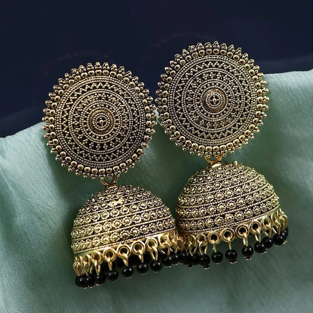 Combo of 2 Red and Black Pearls Drop Dome Shape Jhumki