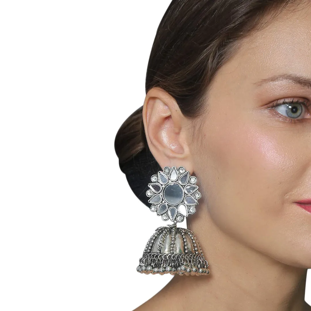 Combo of 2 Round Shaped and Mirror Stud Jhumki