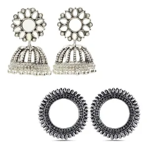 Combo of 2 Round Shaped and Mirror Stud Jhumki