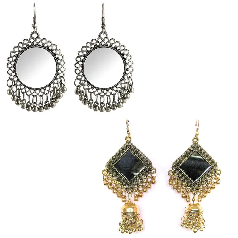 Combo of 2 Square Mirror and Mirror Jhumki