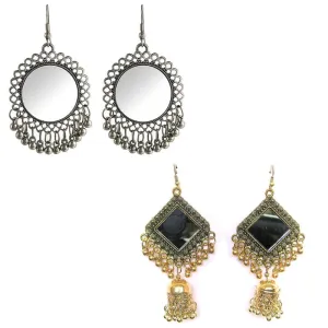Combo of 2 Square Mirror and Mirror Jhumki