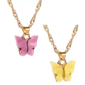 Combo of 2 Yellow and Rosepink Mariposa Pendant