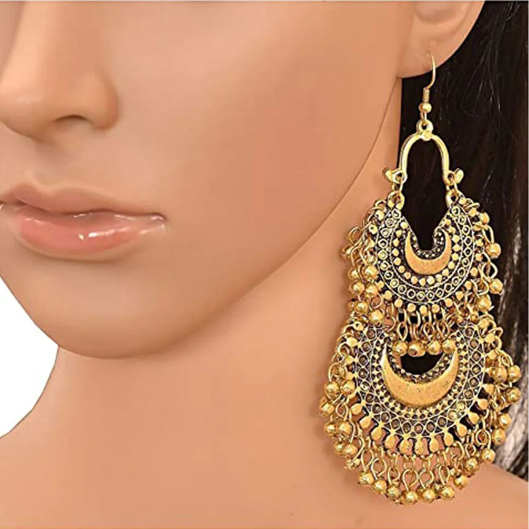 Combo of 4 Oxidized Layered Beads Hanging Jhumki