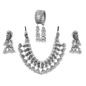 Combo of Oxidised Silver Bracelet Bangle and Jewelry set