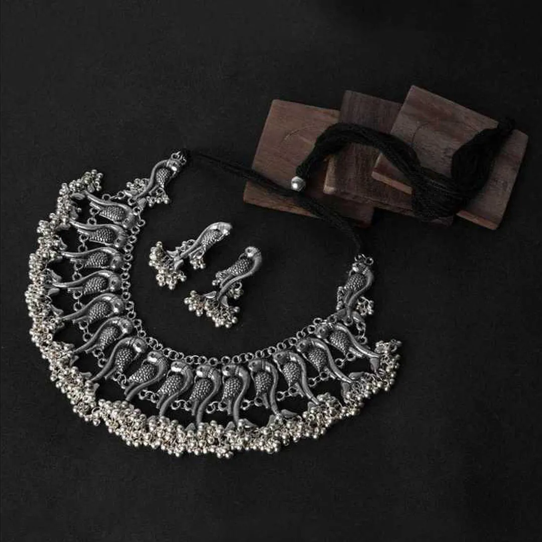 Combo of Oxidised Silver Bracelet Bangle and Jewelry set