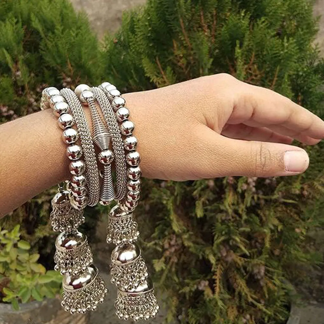 Combo of Oxidised Silver Bracelet Bangle and Jewelry set