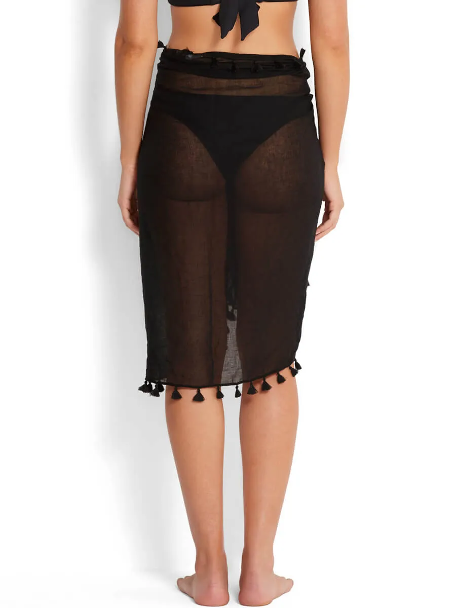 Cotton Gauze Sarong Black