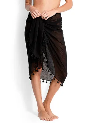 Cotton Gauze Sarong Black