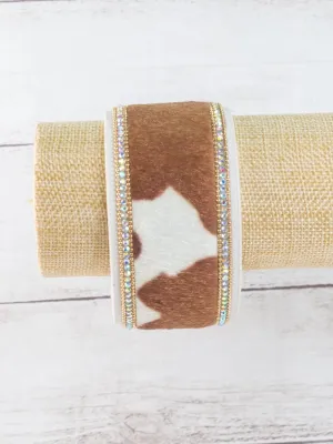 Cowhide Crystal Cuff Bracelet