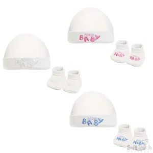CREAM BABY HAT & BOOTEE SET - NEW BABY (NB-3 MONTHS) HB25