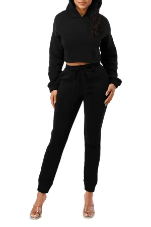 Cropped Hoodie and Jogger Set (Plus)