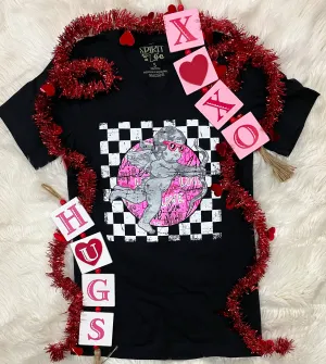 {CUPID IS CRUSHIN' ON YOU} Black   White V-Neck Tee