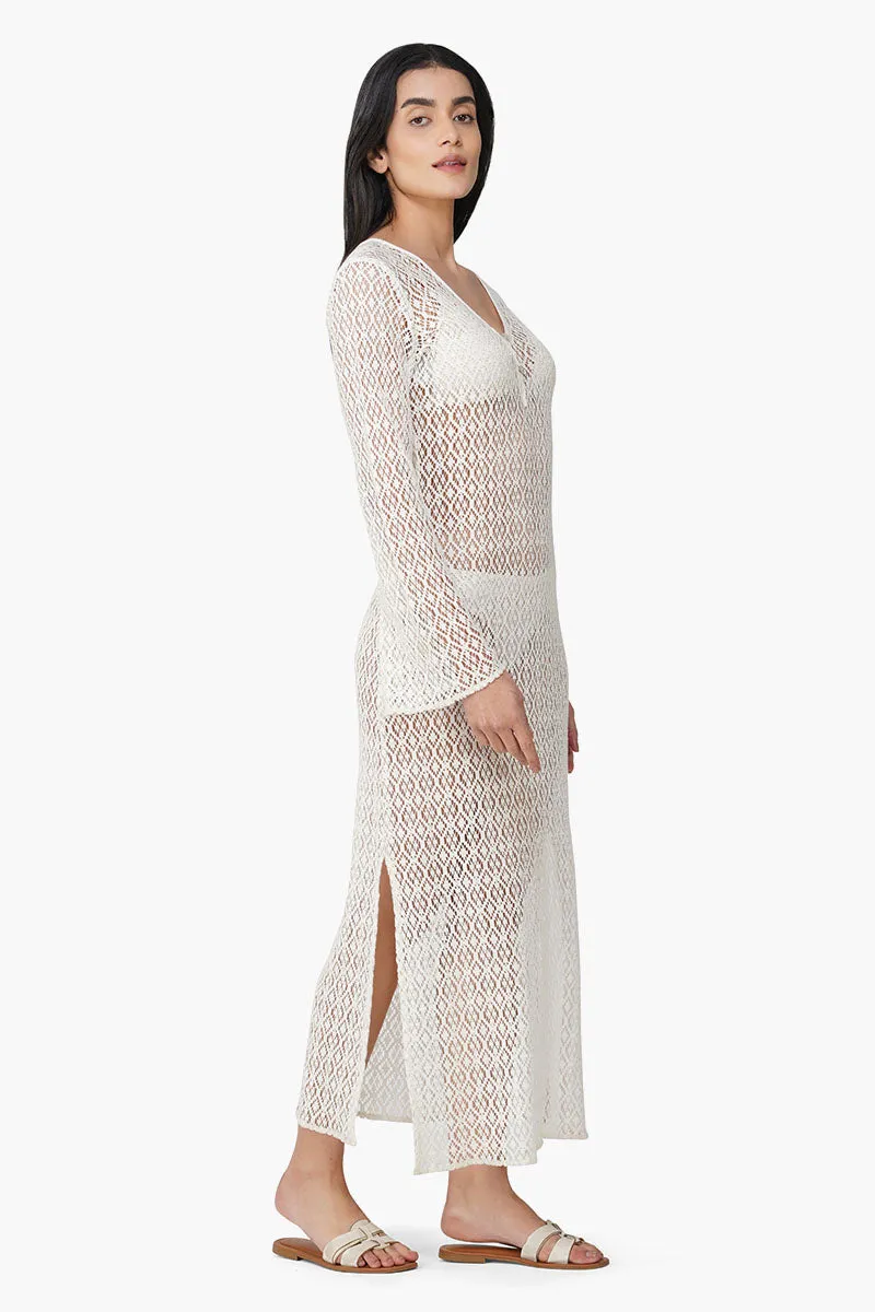 Diamond Cut Crochet Lace Fabric Bodycon Cover Up