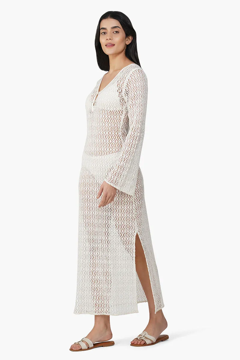 Diamond Cut Crochet Lace Fabric Bodycon Cover Up