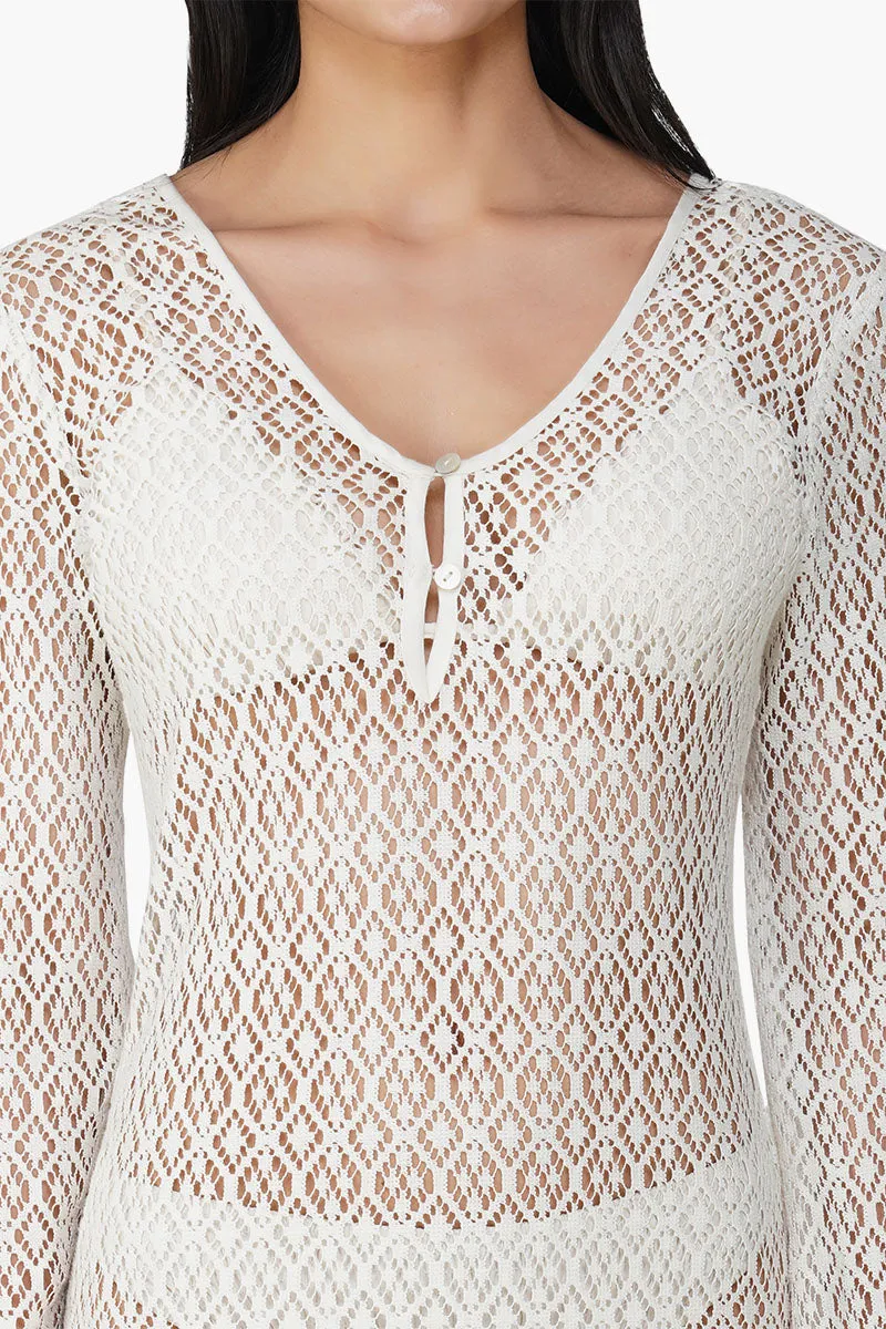 Diamond Cut Crochet Lace Fabric Bodycon Cover Up