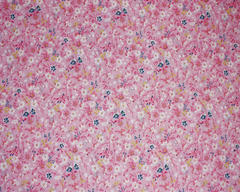 Ditsy Flowers Pink Shabby Chic Polycotton Floral Fabric