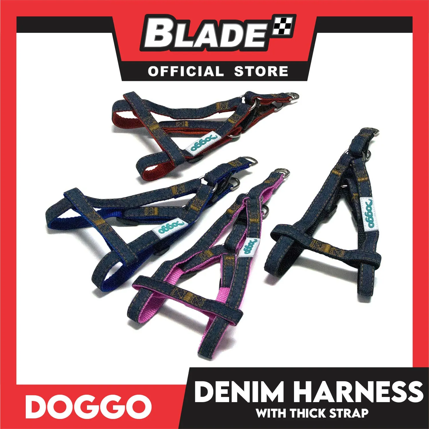 Doggo Denim Harness Large Size (Black) Harness For Dog