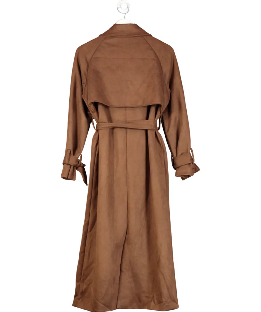 Edyisa Brown Suede Effect Belted Coat UK S
