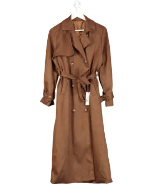 Edyisa Brown Suede Effect Belted Coat UK S