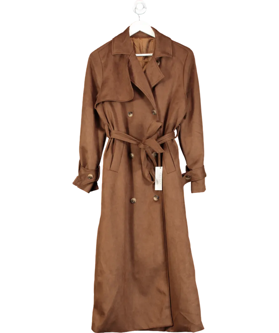 Edyisa Brown Suede Effect Belted Coat UK S