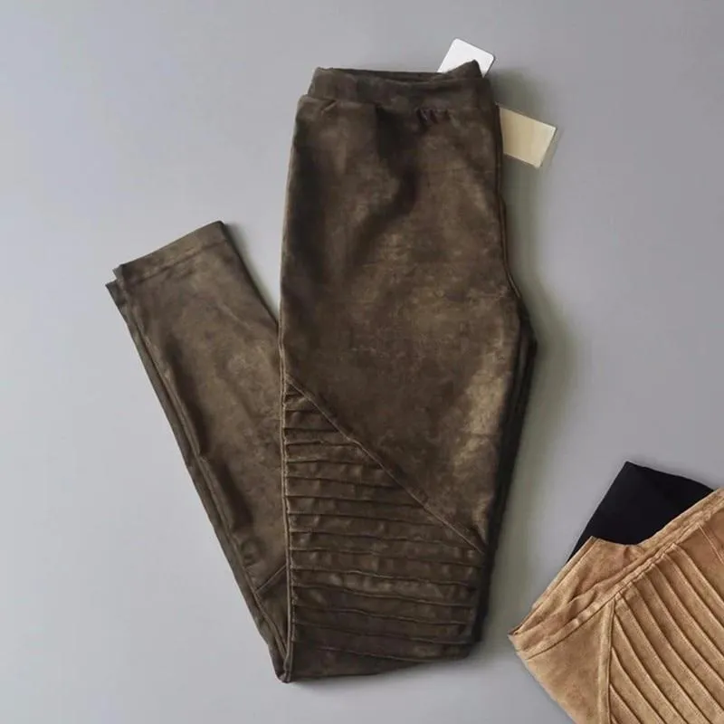 Elastic Suede Pants
