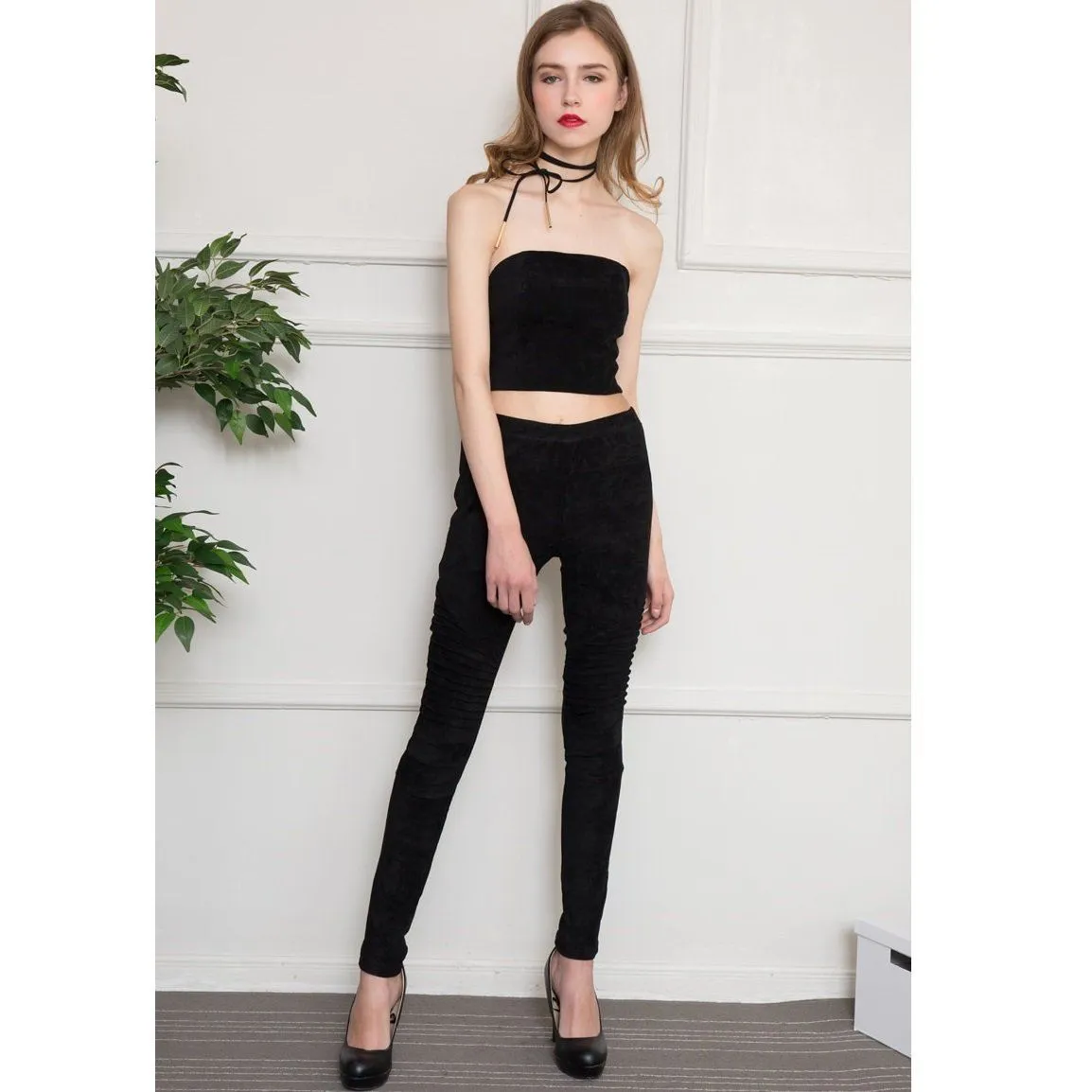 Elastic Suede Pants