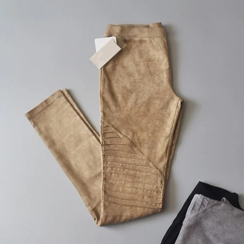 Elastic Suede Pants