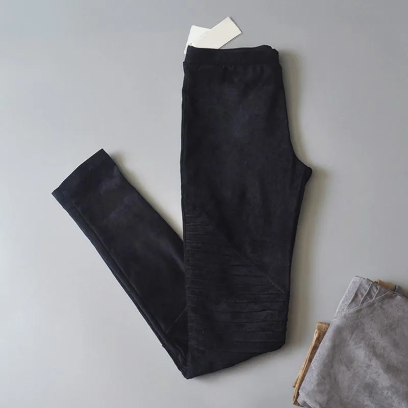 Elastic Suede Pants