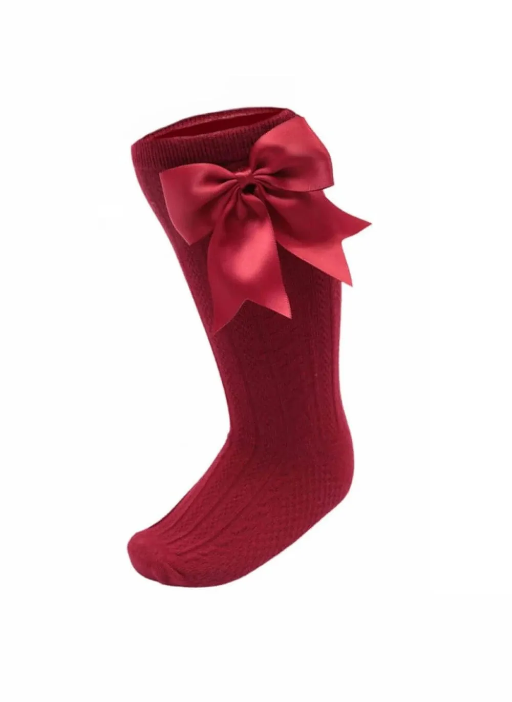 Elegance Burgundy Bow Socks