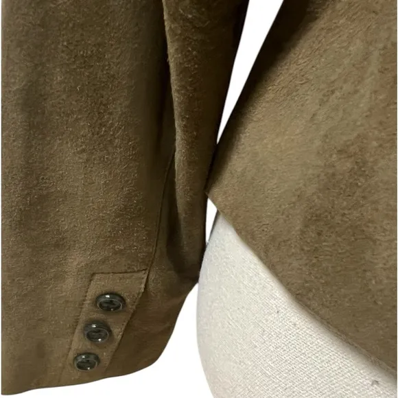 Elements by Vakko buttery soft suede mossy green tailored jacket in size medium