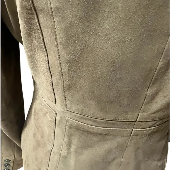 Elements by Vakko buttery soft suede mossy green tailored jacket in size medium
