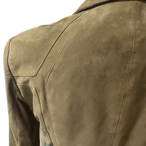 Elements by Vakko buttery soft suede mossy green tailored jacket in size medium