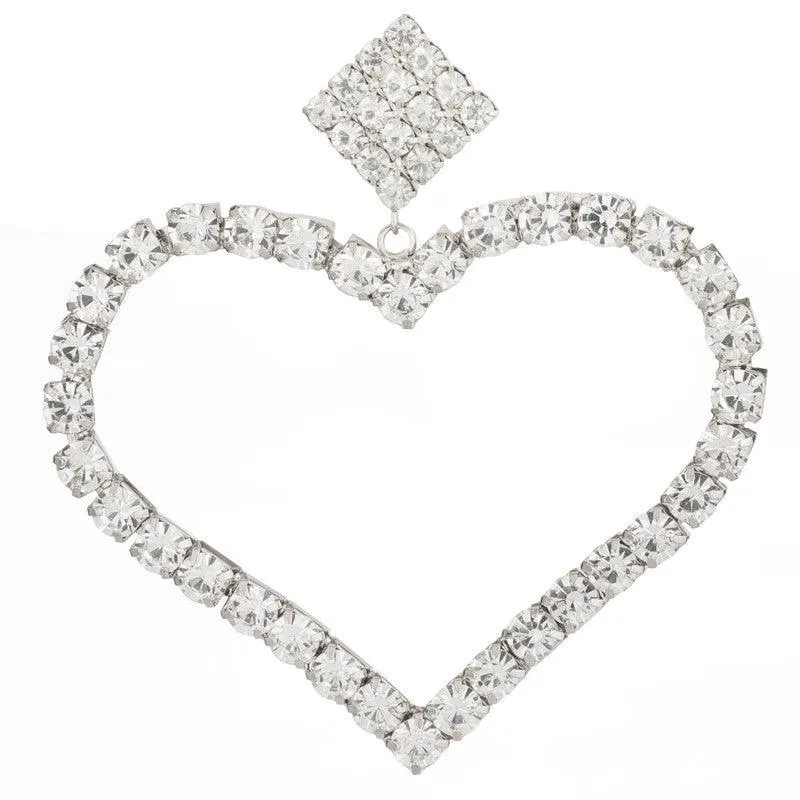 Embellished Silver Studded Heart Stud Earrings