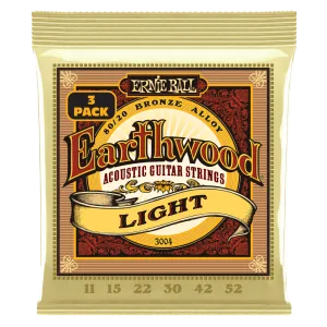 Ernie Ball Earthwood Light 80/20 Bronze Acoustic Guitar Strings 3-Pack, 11-52 Gauge