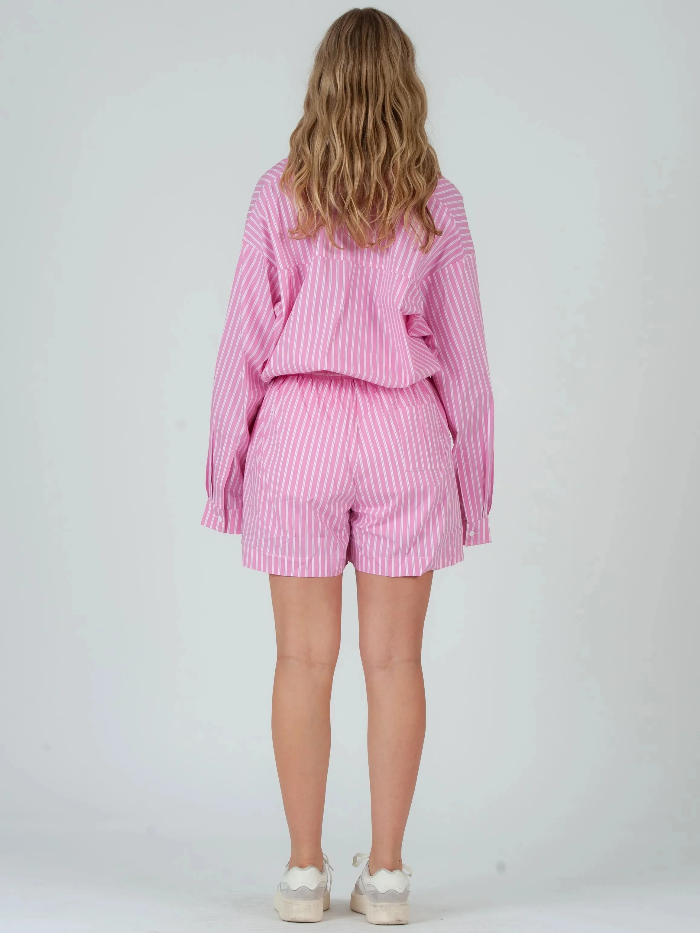 Evie Striped Pull-On Shorts {Pink}